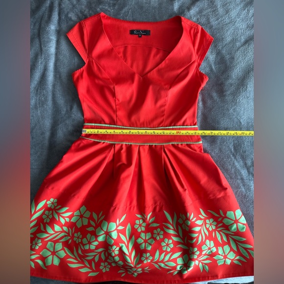 Rica Mare (Ukraine) Cocktail Orange-Green Dress, Size M, but fits US XS-S - Picture 5 of 7